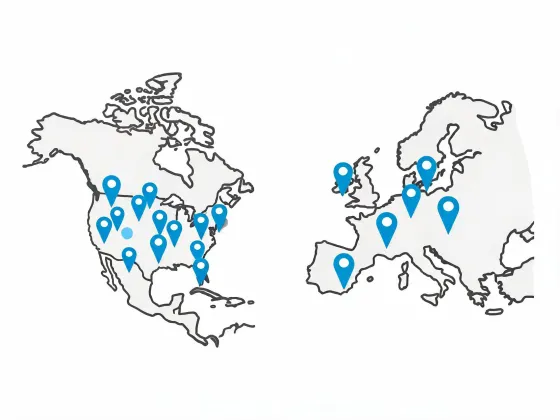 Map illustration of Danfoss regional support offices